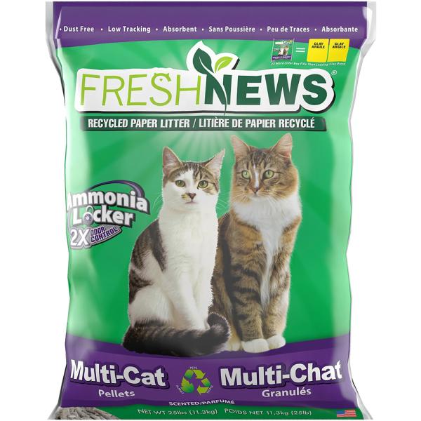 フレッシュニュース マルチキャット 香り付き固まらない再生紙の猫砂 11.3kg