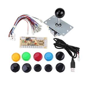 アーケードゲームボタンキット ゼロディレイアーケードゲーム DIYキットパーツ 10ボタン+ジョイスティック+ USBエンコーダ用 MAME PC