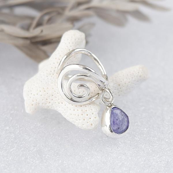 タンザナイトの唐草イヤーカフ　左耳用  天然石アクセサリー　一点物