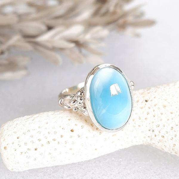 ラリマーのデザインリング　AAA-　12号 天然石アクセサリー　指輪　一点物