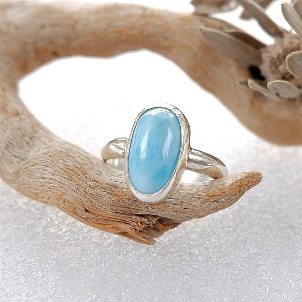 〜カリブの宝石〜　ラリマーのリング　10.5号　天然石アクセサリー　一点物　指輪 　macari