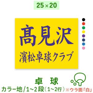 卓球カラーゼッケン 1〜2段 25×20cm 大会 チーム名 名入れ 布ゼッケン スポーツゼッケン