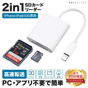 SDカードリーダー 2in1 iphone マイクロSDカード デュアル式 2口 シンプル 無地 白 ホワイト デジタルカメラ PC スマホ iPhone