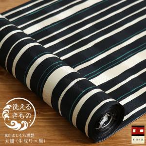 平和屋着物＊夏物　撫松庵　付下げ　紗　草花文　洗える着物　AABG3865jd 洗える着物] 撫松庵 袷 きもの 踊るガイコツ×縞 (105-123-010 88 クロ
