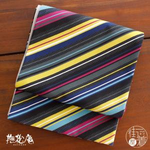 撫松庵 一重太鼓袋帯 名古屋帯 京袋帯 ストライプ（ブルー 105-110-501