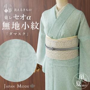 洗える レース着物 ドット オフホワイト×ブラック 単衣 夏 着物