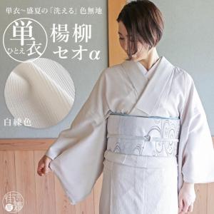 新品 レース小紋 着物 色無地 白 単品 洗える レース着物 ドット オフホワイト×ライトブルー 単衣 夏