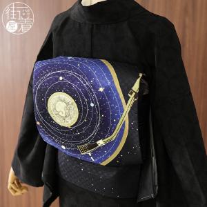 正絹 名古屋帯] 召しませ花 一重太鼓 京袋帯 snowy night (黒色×赤