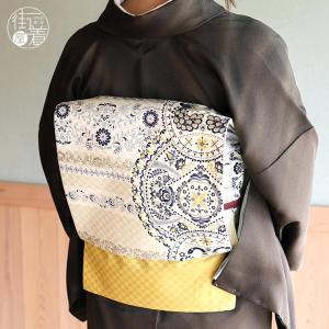 正絹 名古屋帯] 召しませ花 一重太鼓 京袋帯マーチングフラワー