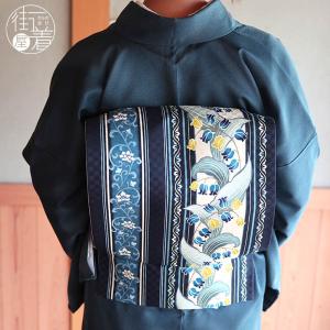 帯 レディース 正絹 名古屋帯 召しませ花 一重太鼓 京袋帯 snowy night