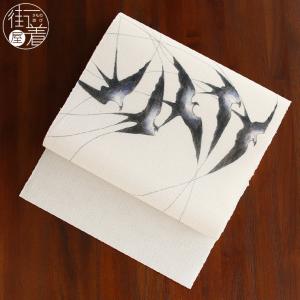 ペンギン刺繍 名古屋帯 涼しげな夏帯 夏帯] 夏名古屋帯 ペンギンカクテル (麻/ブルー) 麻 リネン 日本製