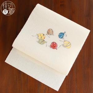 本麻] 夏名古屋帯 蔓葡萄 (麻/オフホワイト) 麻 リネン 京袋帯