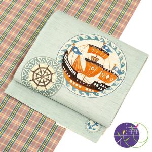 【美品】名古屋帯 夏帯 普段帯 単衣 浴衣 薄若草色 洒落帯 透け感 羅 麻 美品】名古屋帯 夏帯 普段帯 単衣 浴衣 薄若草色 洒落帯