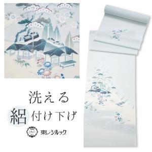 絽付け下げ 反物 -23- 黒 竹に雀 京友禅 上越 駒絽 日本の絹 正絹 絹