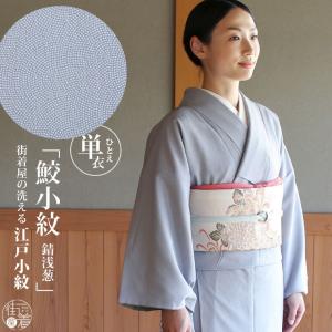 洗える着物 街着屋 江戸小紋 袷 鮫小紋 錆浅葱 M L サイズ 日本製 色