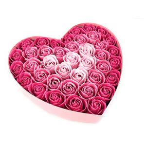 メルクリウス バスフレグランス ローズ ハートボックス スタンド付 バラ 花の形の入浴剤 インスタ映え Q-FLA (ピンク)｜machikado-shop