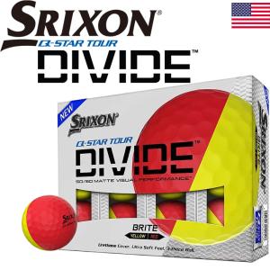 ダンロップ スリクソン  SRIXON Q-STAR TOUR DIVIDE イエローｘレッド 蛍光マット1ダース (12球) キュースター ツアー ディバイド USA直輸入｜machinogolfyasan