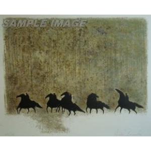 アンドレ・ブラジリエ 馬と木々の風景 リトグラフ アンドレ