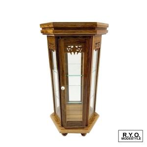 ミニチュア ショーケース 木製3段棚背面ガラス扉 ディスプレイ : 街の