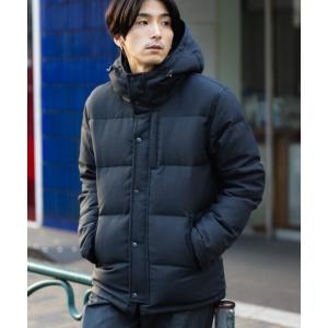 NAVY ウールライク PREMIUM DOWNフードジャケット 700FILL POWER メンズ 撥水 700フィルパワー ウールライク アウター