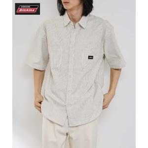 GENUINE Dickies ジェニュインディッキーズ シャツ メンズ 半袖 綿混 ストライプ カジュアルシャツ トップス｜Mac-House(マックハウス)