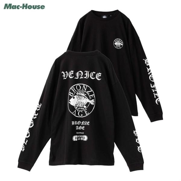 長袖Tシャツ 綿100% メンズ コットン ビッグシルエット オーバーサイズ バックプリント 袖プリ...