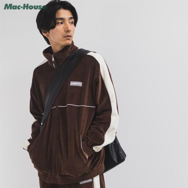 トラックジャケット メンズ ベロア スタンドネック ジップアップ アウター