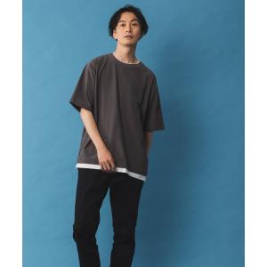 Tシャツ メンズ 半袖 フェイクレイヤード 接触冷感 ストレッチ 無地 トップス｜machouse