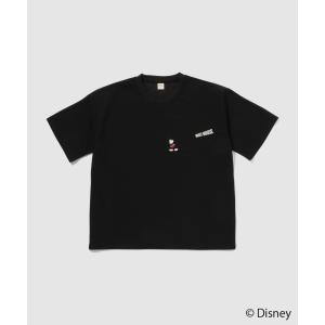 Disney 『ミッキーマウス』 / Tシャツ メンズ 半袖 キャラクター 刺繍 胸ポケット クルーネック トップス