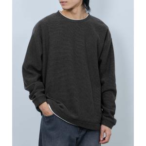 裏起毛 トレーナー メンズ スウェット フェイクレイヤード 長袖 Tシャツ ロンT クルーネック トップス｜Mac-House(マックハウス)