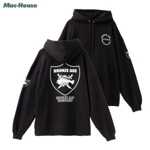 【中古】希少 美品 USA製 SIMPLE GOSPEL シンプルゴスペル ロゴ プリント フーディ パーカー 裏起毛 プルオーバー サイズL ブラック BRONZE AGE（ブロンズエイジ） 裏起毛 パーカー メンズ ビッグ