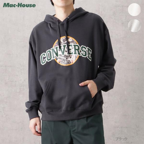 CONVERSE コンバース パーカー メンズ 綿混 レトロ調 ドロップショルダー プルオーバー ポ...