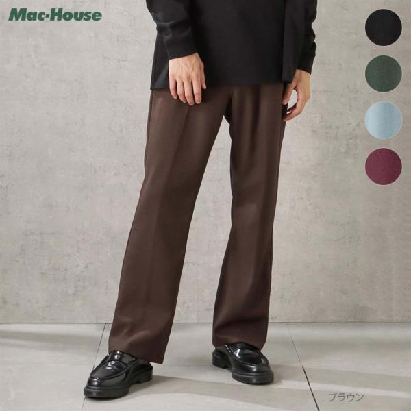 イージーパンツ メンズ ストレッチ ウエストゴム センタープレス ブランドロゴ ピスネーム ポケット...