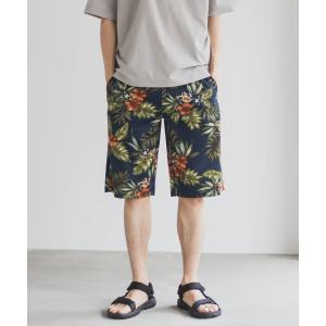 ショートパンツ メンズ 通気性 軽量 速乾 ドライ ストレッチ ウエストゴム 紐 ボタニカル柄 ハーフパンツ ボトムス