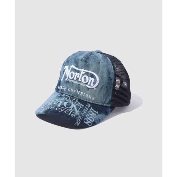 Norton ノートン メッシュキャップ メンズ スナップバック 通気性 ロゴ 刺繍 インディゴ デ...