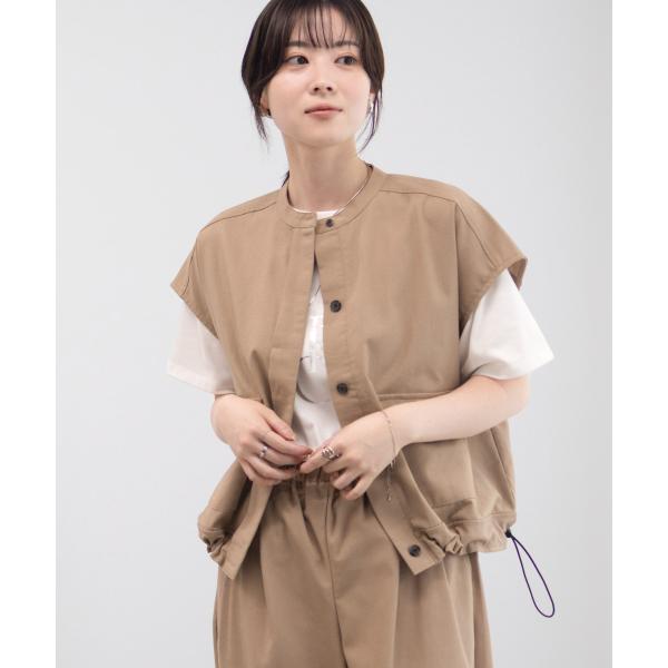 Idnes イドネス ジャケット ベスト ジレ レディース ショートジャケット ノースリーブ 裾ドロ...