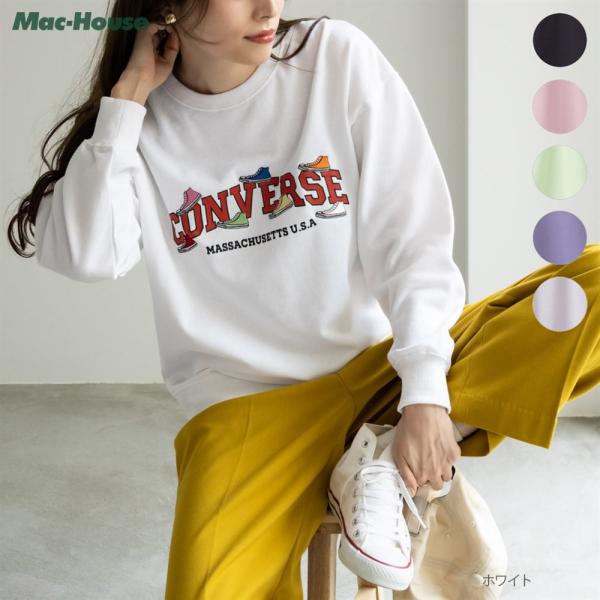 CONVERSE コンバース 裏毛 トレーナー レディース 綿混 オーバーサイズ スウェット トップ...