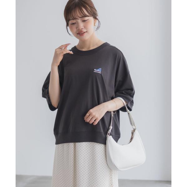 CONVERSE コンバース Tシャツ レディース 半袖 5分袖 綿混 シューズモチーフ トップス