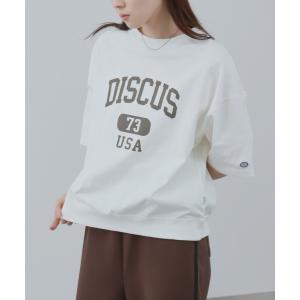 DISCUS ディスカス Tシャツ レディース 半袖 綿100％ コットン ゆったり 大きめ カレッジロゴ トップス