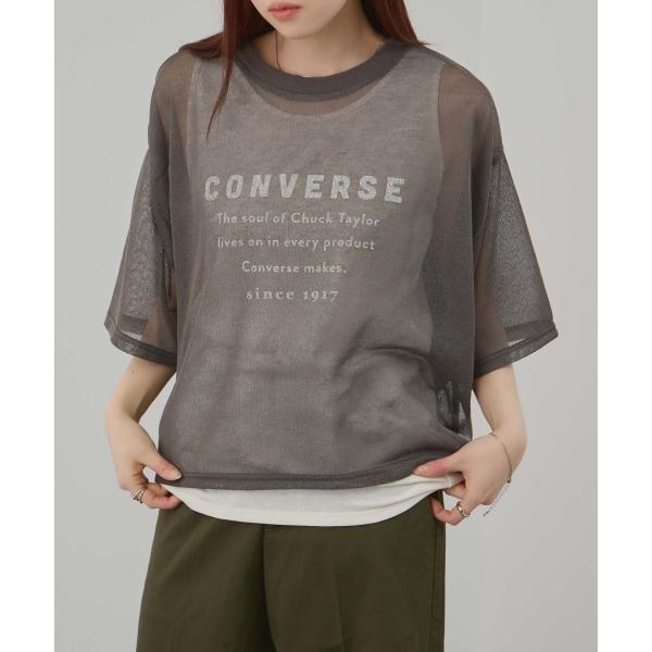 CONVERSE コンバース 半袖Tシャツ タンクトップ アンサンブル レディース 透かし編み メッ...