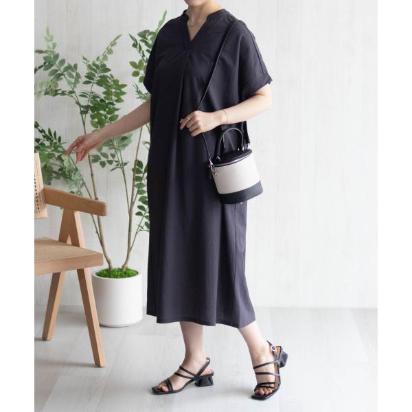 ワンピース レディース 半袖 スキッパー 接触冷感 ひんやり 無地 ロング丈 マキシ丈 トップス