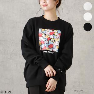 【アクリルチャーム付き】BT21 minini ビーティーイシビル ミニニ 裏起毛 トレーナー レディース キャラクター スウェット 人気 トップス｜machouse