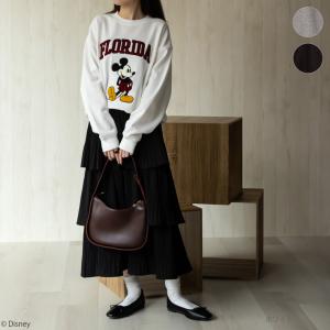 Disney トレーナー スウェット 裏起毛 暖かい ゆったり キャラクター ロゴ 刺繍 プルオーバー レディース トップス
