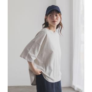 Tシャツ レディース 6分袖 綿100％ コットン ラウンドヘム ゆったり 無地 トップス