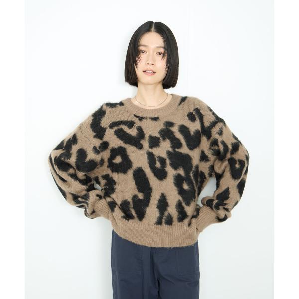 Idnes イドネス ニット セーター レディース 長袖 ふわふわ ゆったり レオパード柄 ヒョウ柄...