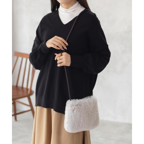 HusHusH ハッシュアッシュ ニット セーター レディース  Vネック 無地 前後差丈 トップス