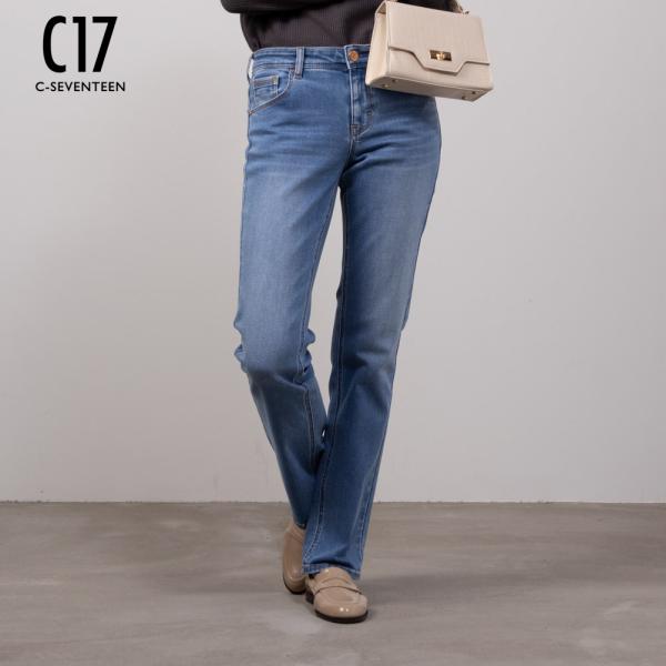 C17 シーセブンティーン デニムパンツ レディース ストレッチ ジーパン ストレートパンツ ボトム...