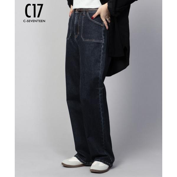 C17 シーセブンティーン デニムパンツ レディース ワイドパンツ ストレッチ ジーパン ボトムス