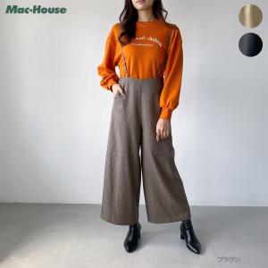 ワイドパンツ レディース 細め サスペンダー サロペット ボトムス｜machouse