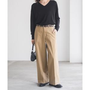 チノパンツ レディース ワイドパンツ ストレッチ フロントタック 前開き ポケット ロングパンツ ボトムス